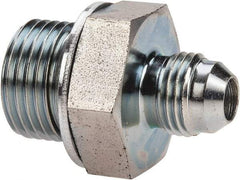 Voss - 9/16-18 x 1/2 Male Thread, Zinc Plated Carbon Steel Industrial Pipe Adapter - MJIC x MBSPP - USA Tool & Supply