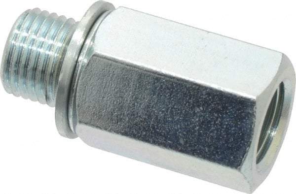Voss - M10x1 Male Thread x 1/8 Female Thread, Zinc Plated Carbon Steel Industrial Pipe Adapter - Male Metric x FNPT - USA Tool & Supply