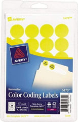 AVERY - 3/4" Wide x 3/4" Long, Neon Yellow Paper Color Coding Labels - For Laser/Inkjet Printers - USA Tool & Supply