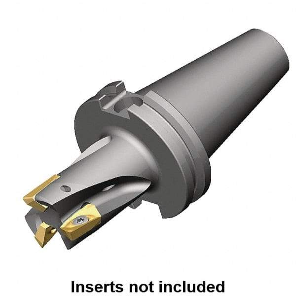 Kennametal - 1-1/2" Cut Diam, 18.03mm Max Depth of Cut, 192.07mm OAL, Indexable Square Shoulder Helical End Mill - E.. 18.. Inserts, CAT 40 Taper Shank, 0° Lead Angle, Through Coolant, Series Mill 1-18 - USA Tool & Supply