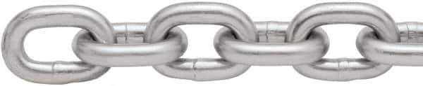 Peerless Chain - 1/2" Welded Proof Coil Chain - 4,500 Lb Capacity, Grade 30, Cut to Length, Low Carbon Steel, Zinc Plated Finish - USA Tool & Supply