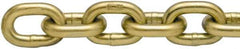 Peerless Chain - 1/4" Welded Transport Chain - 3,150 Lb Capacity, Grade 70, Cut to Length, Carbon Steel, Yellow Zinc Finish - USA Tool & Supply