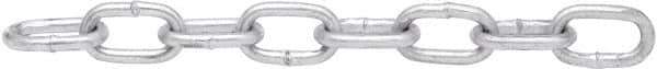 Peerless Chain - #4/0 Welded Passing Link Chain - 600 Lb Capacity, Cut to Length, Steel, Zinc Plated Finish - USA Tool & Supply