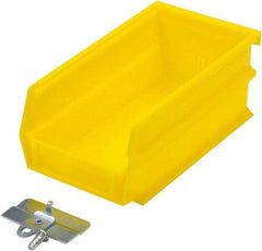 Triton - 7-3/8" Deep, Yellow Polypropylene Hopper Stacking Bin - 3" High x 4-1/8" Wide x 7-3/8" Long - USA Tool & Supply