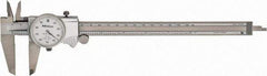 Mitutoyo - 8" Max, 0.001" Graduation, 0.1" per Revolution, Dial Caliper - White Face, 1.9688" Jaw Length, Accurate to 0.0020" - USA Tool & Supply