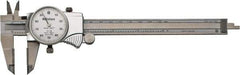 Mitutoyo - 0mm to 6" Range, 0.001" Graduation, 0.1" per Revolution, Dial Caliper - White Face, 1-9/16" Jaw Length, Accurate to 0.0010" - USA Tool & Supply