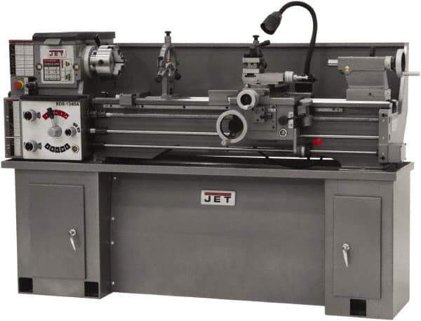 Jet - 13" Swing, 40" Between Centers, 230 Volt, Single Phase Bench Lathe - 5MT Taper, 2 hp, 60 to 1,240 RPM, 1-3/8" Bore Diam, 32" Deep x 45" High x 71" Long - USA Tool & Supply