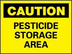 NMC - "Caution - Pesticide Storage Area", 10" Long x 14" Wide, Pressure-Sensitive Vinyl Safety Sign - Rectangle, 0.004" Thick, Use for Hazardous Materials - USA Tool & Supply