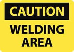 NMC - "Caution - Welding Area", 10" Long x 14" Wide, Pressure-Sensitive Vinyl Safety Sign - Rectangle, 0.004" Thick, Use for Accident Prevention - USA Tool & Supply