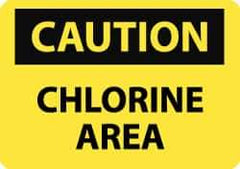 NMC - "Caution - Chlorine Area", 7" Long x 10" Wide, Pressure-Sensitive Vinyl Safety Sign - Rectangle, 0.004" Thick, Use for Hazardous Materials - USA Tool & Supply