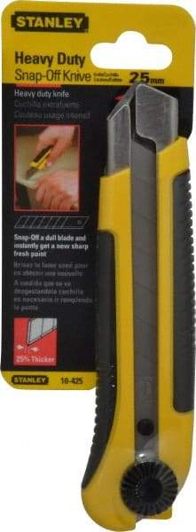 Stanley - Snap Utility Knife - 5-7/16" Blade, Yellow & Black ABS/Rubber Handle, 1 Blade Included - USA Tool & Supply