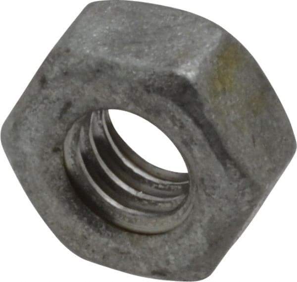 Value Collection - 1/4-20 UNC Steel Right Hand Hex Nut - 7/16" Across Flats, 7/32" High, Hot Dipped Galvanized Finish - USA Tool & Supply