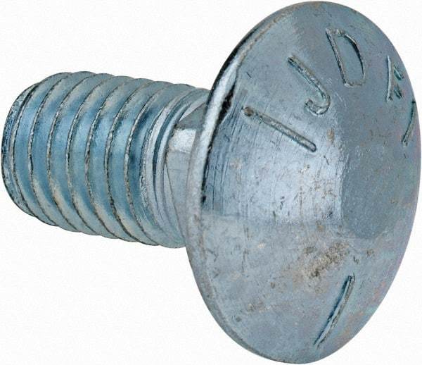 Value Collection - 1/2-13 UNC 1" Length Under Head, Standard Square Neck, Carriage Bolt - Grade 5 Steel, Zinc-Plated Finish - USA Tool & Supply