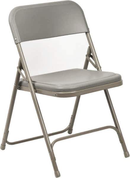 NPS - 18-3/4" Wide x 16-1/4" Deep x 29-3/4" High, Steel Folding Chair with Plastic Seat & Back - Gray with Gray Frame - USA Tool & Supply