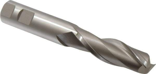 Hertel - 1", 3" LOC, 1" Shank Diam, 6-1/2" OAL, 2 Flute, High Speed Steel Square End Mill - Single End, Uncoated, Spiral Flute, 30° Helix, Centercutting, Right Hand Cut, Right Hand Flute - USA Tool & Supply
