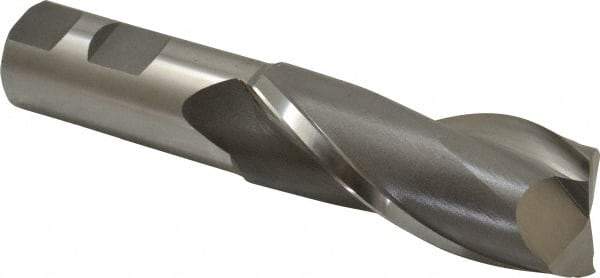 Hertel - 1-1/4", 3" LOC, 1" Shank Diam, 5-1/2" OAL, 2 Flute, High Speed Steel Square End Mill - Single End, Uncoated, Spiral Flute, 30° Helix, Centercutting, Right Hand Cut, Right Hand Flute - USA Tool & Supply