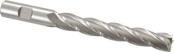 Hertel - 5/8", 4" LOC, 5/8" Shank Diam, 6-1/8" OAL, 4 Flute, High Speed Steel Square End Mill - Single End, Uncoated, Spiral Flute, 30° Helix, Centercutting, Right Hand Cut, Right Hand Flute - USA Tool & Supply