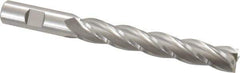 Hertel - 5/8", 4" LOC, 5/8" Shank Diam, 6-1/8" OAL, 4 Flute, High Speed Steel Square End Mill - Single End, Uncoated, Spiral Flute, 30° Helix, Centercutting, Right Hand Cut, Right Hand Flute - USA Tool & Supply