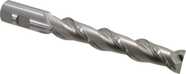 Hertel - 7/8", 5" LOC, 7/8" Shank Diam, 7-1/4" OAL, 2 Flute, High Speed Steel Square End Mill - Single End, Uncoated, Spiral Flute, 42° Helix, Centercutting, Right Hand Cut, Right Hand Flute - USA Tool & Supply