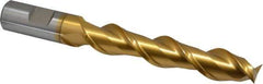 Hertel - 3/4", 4" LOC, 3/4" Shank Diam, 6-1/4" OAL, 2 Flute, High Speed Steel Square End Mill - Single End, TiN Finish, Spiral Flute, 42° Helix, Centercutting, Right Hand Cut, Right Hand Flute - USA Tool & Supply