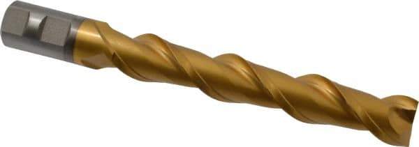 Hertel - 1", 6" LOC, 1" Shank Diam, 8-1/2" OAL, 2 Flute, High Speed Steel Square End Mill - Single End, TiN Finish, Spiral Flute, 42° Helix, Centercutting, Right Hand Cut, Right Hand Flute - USA Tool & Supply