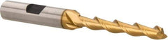 Hertel - 1/4", 1-3/4" LOC, 3/8" Shank Diam, 3-1/2" OAL, 2 Flute, High Speed Steel Square End Mill - Single End, TiN Finish, Spiral Flute, 42° Helix, Centercutting, Right Hand Cut, Right Hand Flute - USA Tool & Supply