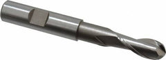 Hertel - 7/16" Diam, 1" LOC, 2 Flute High Speed Steel Ball End Mill - Uncoated, Single End, 3-11/16" OAL, 1/2" Shank Diam, Spiral Flute - USA Tool & Supply