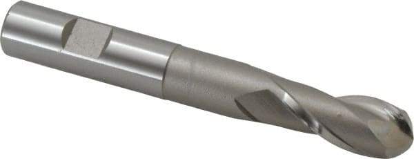 Hertel - 5/8" Diam, 1-3/8" LOC, 2 Flute High Speed Steel Ball End Mill - Uncoated, Single End, 4-5/8" OAL, 5/8" Shank Diam, Spiral Flute - USA Tool & Supply