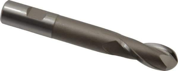 Hertel - 3/4" Diam, 1-5/8" LOC, 2 Flute High Speed Steel Ball End Mill - Uncoated, Single End, 5-3/8" OAL, 3/4" Shank Diam, Spiral Flute - USA Tool & Supply