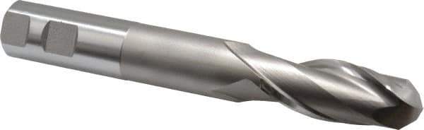 Hertel - 1" Diam, 2-1/2" LOC, 2 Flute High Speed Steel Ball End Mill - Uncoated, Single End, 7-1/4" OAL, 1" Shank Diam, Spiral Flute - USA Tool & Supply