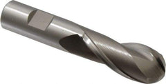 Hertel - 7/8" Diam, 2" LOC, 2 Flute Cobalt Ball End Mill - Uncoated, Single End, 4-1/4" OAL, 3/4" Shank Diam, Spiral Flute - USA Tool & Supply
