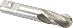 Hertel - 1" Diam, 2" LOC, 4 Flute Cobalt Ball End Mill - Uncoated, Single End, 5-1/2" OAL, 1" Shank Diam, Spiral Flute - USA Tool & Supply