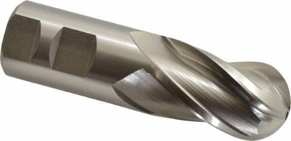 Hertel - 1-1/4" Diam, 2" LOC, 4 Flute Cobalt Ball End Mill - Uncoated, Single End, 4-1/2" OAL, 1-1/4" Shank Diam, Spiral Flute - USA Tool & Supply