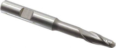 Hertel - 5/16" Diam, 3/4" LOC, 2 Flute Cobalt Ball End Mill - Uncoated, Single End, 3-5/16" OAL, 3/8" Shank Diam, Spiral Flute - USA Tool & Supply