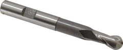 Hertel - 3/8" Diam, 3/4" LOC, 2 Flute Cobalt Ball End Mill - Uncoated, Single End, 3-5/16" OAL, 3/8" Shank Diam, Spiral Flute - USA Tool & Supply