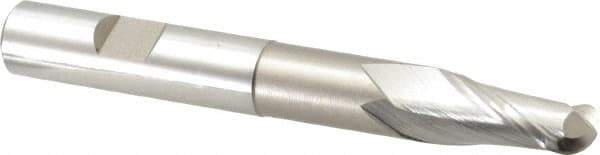 Hertel - 1/2" Diam, 1" LOC, 2 Flute Cobalt Ball End Mill - Uncoated, Single End, 4" OAL, 1/2" Shank Diam, Spiral Flute - USA Tool & Supply