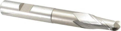 Hertel - 1/2" Diam, 1" LOC, 2 Flute Cobalt Ball End Mill - Uncoated, Single End, 4" OAL, 1/2" Shank Diam, Spiral Flute - USA Tool & Supply