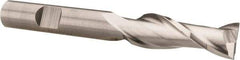 Hertel - 7/16", 1-1/4" LOC, 3/8" Shank Diam, 3-1/4" OAL, 2 Flute, Cobalt Square End Mill - Single End, Uncoated, Spiral Flute, 30° Helix, Centercutting, Right Hand Cut, Right Hand Flute - USA Tool & Supply