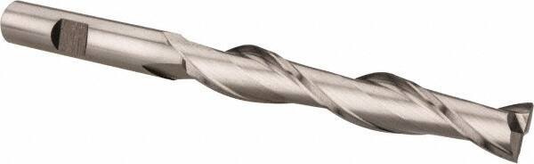 Hertel - 7/16", 2-3/4" LOC, 3/8" Shank Diam, 4-3/4" OAL, 2 Flute, Cobalt Square End Mill - Single End, Uncoated, Spiral Flute, 30° Helix, Centercutting, Right Hand Cut, Right Hand Flute - USA Tool & Supply