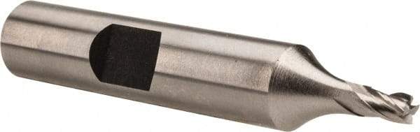 Hertel - 1/8", 3/16" LOC, 3/8" Shank Diam, 2-1/8" OAL, 4 Flute, Cobalt Square End Mill - Single End, Uncoated, Spiral Flute, 30° Helix, Centercutting, Right Hand Cut, Right Hand Flute - USA Tool & Supply