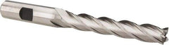 Hertel - 7/16", 2-3/4" LOC, 1/2" Shank Diam, 4-3/4" OAL, 4 Flute, Cobalt Square End Mill - Single End, Uncoated, Spiral Flute, 30° Helix, Centercutting, Right Hand Cut, Right Hand Flute - USA Tool & Supply