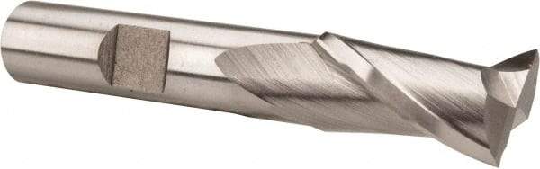 Hertel - 31/64", 1" LOC, 1/2" Shank Diam, 3-1/4" OAL, 2 Flute, High Speed Steel Square End Mill - Single End, Uncoated, Spiral Flute, 30° Helix, Centercutting, Right Hand Cut, Right Hand Flute - USA Tool & Supply