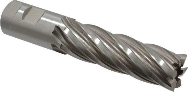 Hertel - 1-1/4", 4" LOC, 1-1/4" Shank Diam, 6-1/2" OAL, 6 Flute, Cobalt Square End Mill - Single End, Uncoated, Spiral Flute, 30° Helix, Right Hand Cut, Right Hand Flute - USA Tool & Supply