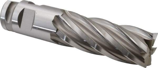 Hertel - 2", 5" LOC, 2" Shank Diam, 8-3/4" OAL, 6 Flute, Cobalt Square End Mill - Single End, Uncoated, Spiral Flute, 30° Helix, Centercutting, Right Hand Cut, Right Hand Flute - USA Tool & Supply