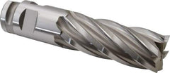 Hertel - 2", 5" LOC, 2" Shank Diam, 8-3/4" OAL, 6 Flute, Cobalt Square End Mill - Single End, Uncoated, Spiral Flute, 30° Helix, Centercutting, Right Hand Cut, Right Hand Flute - USA Tool & Supply