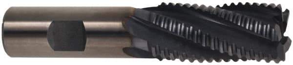 Hertel - 1" Diam, Coarse Pitch, 4" LOC, 5 Flute Cobalt Roughing Square End Mill - TiAlN Finish, 6-1/2" OAL, 1" Shank Diam, Single End, 30° Helix - USA Tool & Supply