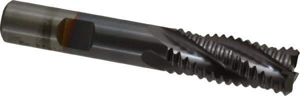 Hertel - 9/16" Diam, Coarse Pitch, 1-3/8" LOC, 4 Flute Cobalt Roughing Square End Mill - TiCN Finish, 3-3/8" OAL, 1/2" Shank Diam, Single End, 30° Helix - USA Tool & Supply