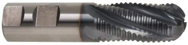 Hertel - 1" Diam, Coarse Pitch, 4" LOC, 5 Flute Cobalt Roughing Ball End Mill - TiCN Finish, 6-1/2" OAL, 1" Shank Diam, Single End, Centercutting, 30° Helix - USA Tool & Supply