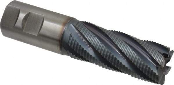 Hertel - 1-1/4" Diam, Fine Pitch, 3" LOC, 6 Flute Cobalt Roughing Square End Mill - TiCN Finish, 5-1/2" OAL, 1-1/4" Shank Diam, Single End, 30° Helix - USA Tool & Supply