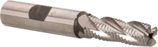 Hertel - 7/16" Diam, Fine Pitch, 1-1/4" LOC, 4 Flute Cobalt Roughing Square End Mill - Uncoated, 3-1/4" OAL, 1/2" Shank Diam, Single End, 30° Helix - USA Tool & Supply